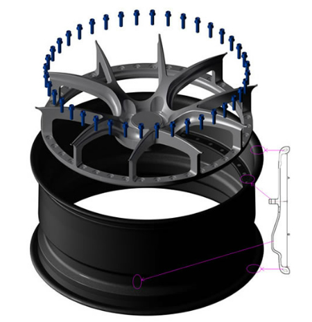 Structure of two piece forged wheels