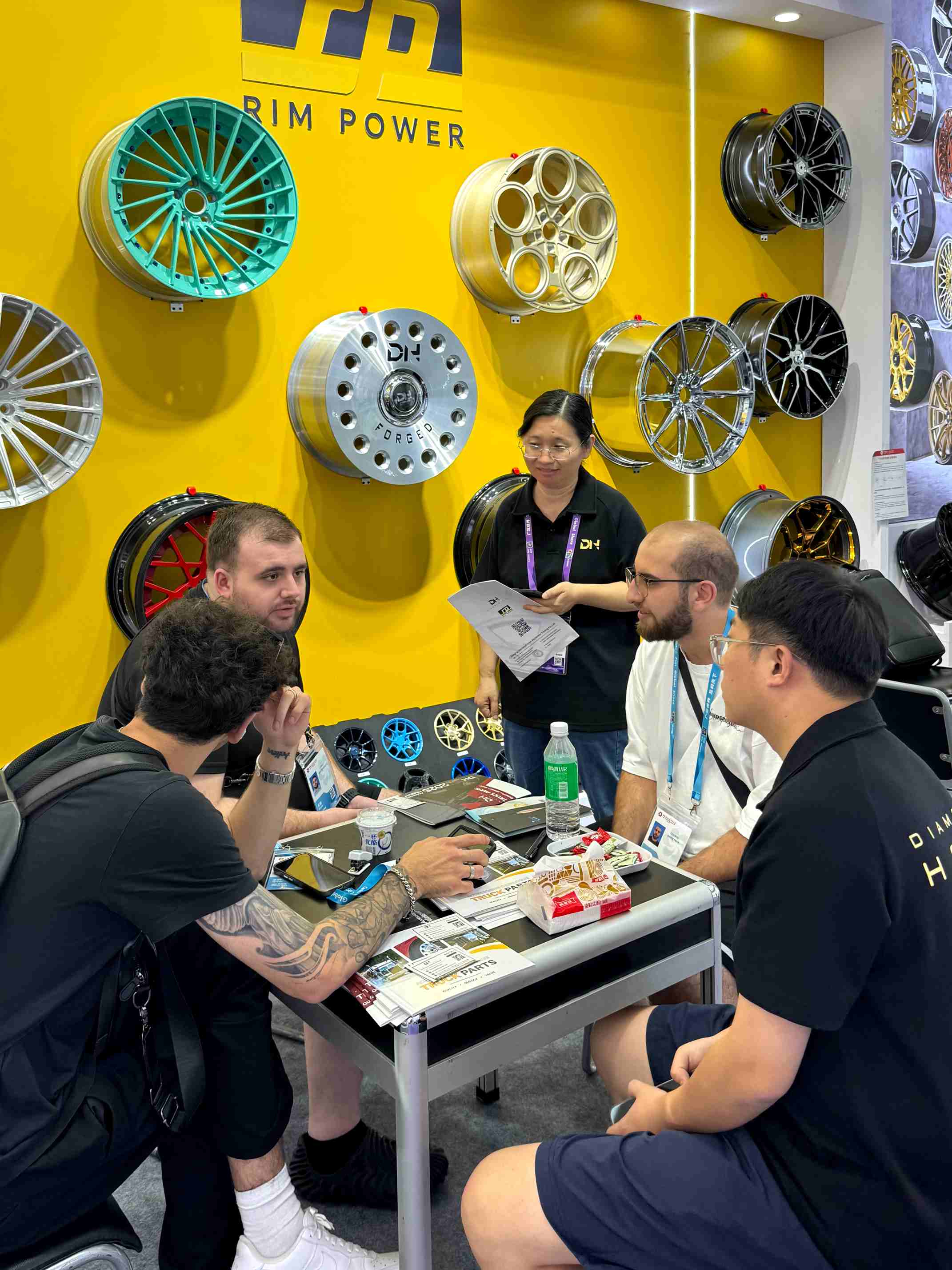 RimPower team discussing forged wheel projects with international visitors RimPower team discussing forged wheel projects with international visitors